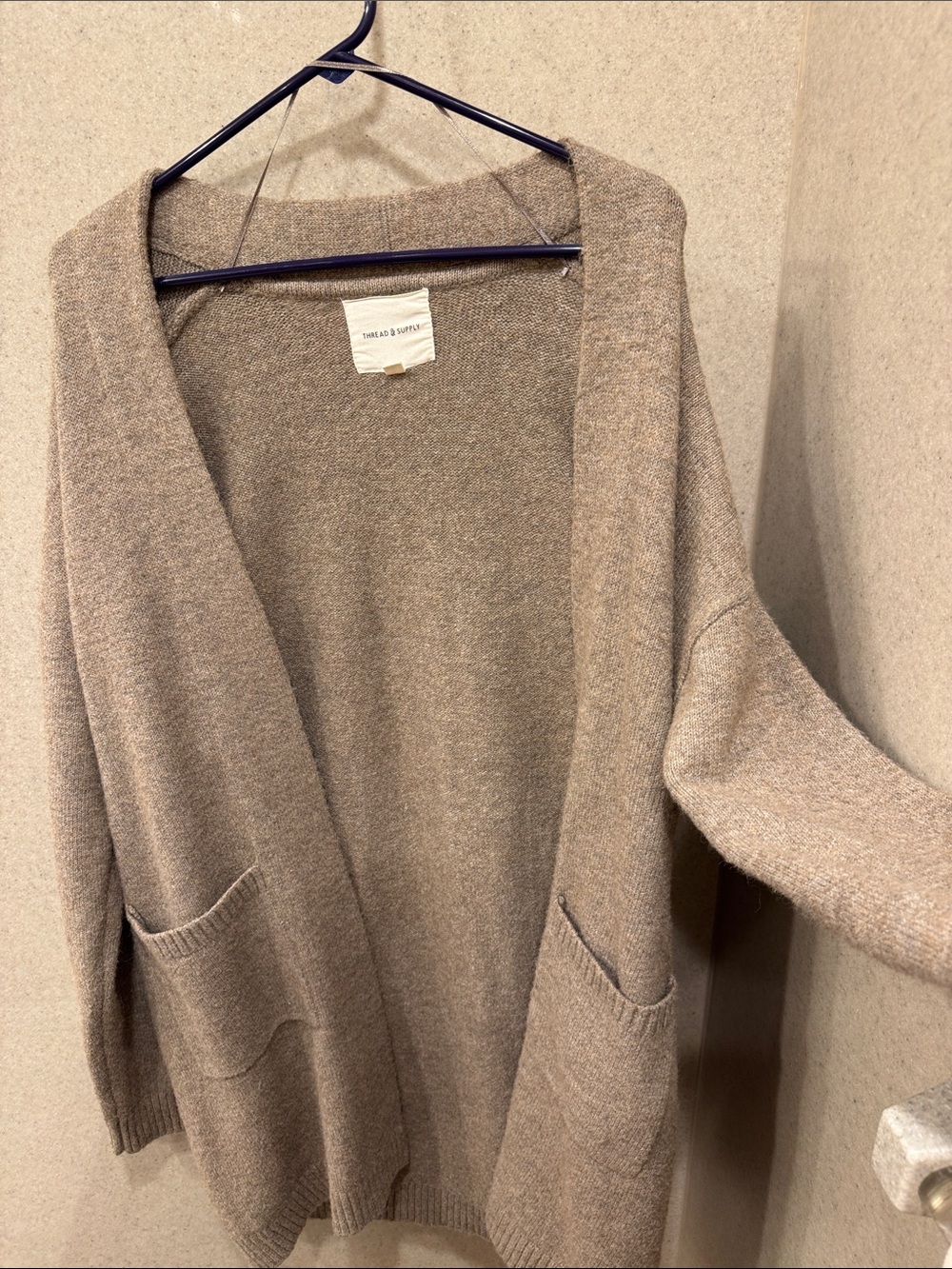 Thread & Supply Taupe Open-Front Pocket Cardigan - Picture 5 of 5